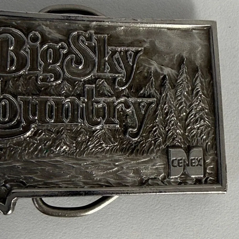 Vintage Montana 1976 Big Sky Belt Buckle Bergamot Brass Works USA
